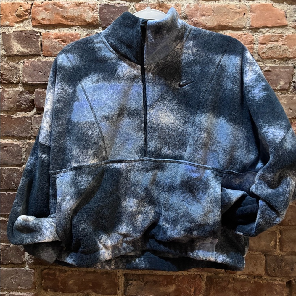 Nike Therma-Fit Blue and Gray Fleece Jacket-One TF AOP Polar Jacket - Women's